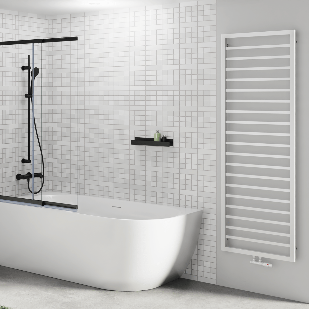 Vipera Listona sèche-serviettes simple 180 x 60 cm chauffage électrique et central possible blanc mat raccordements latéral et central possibles 1030W