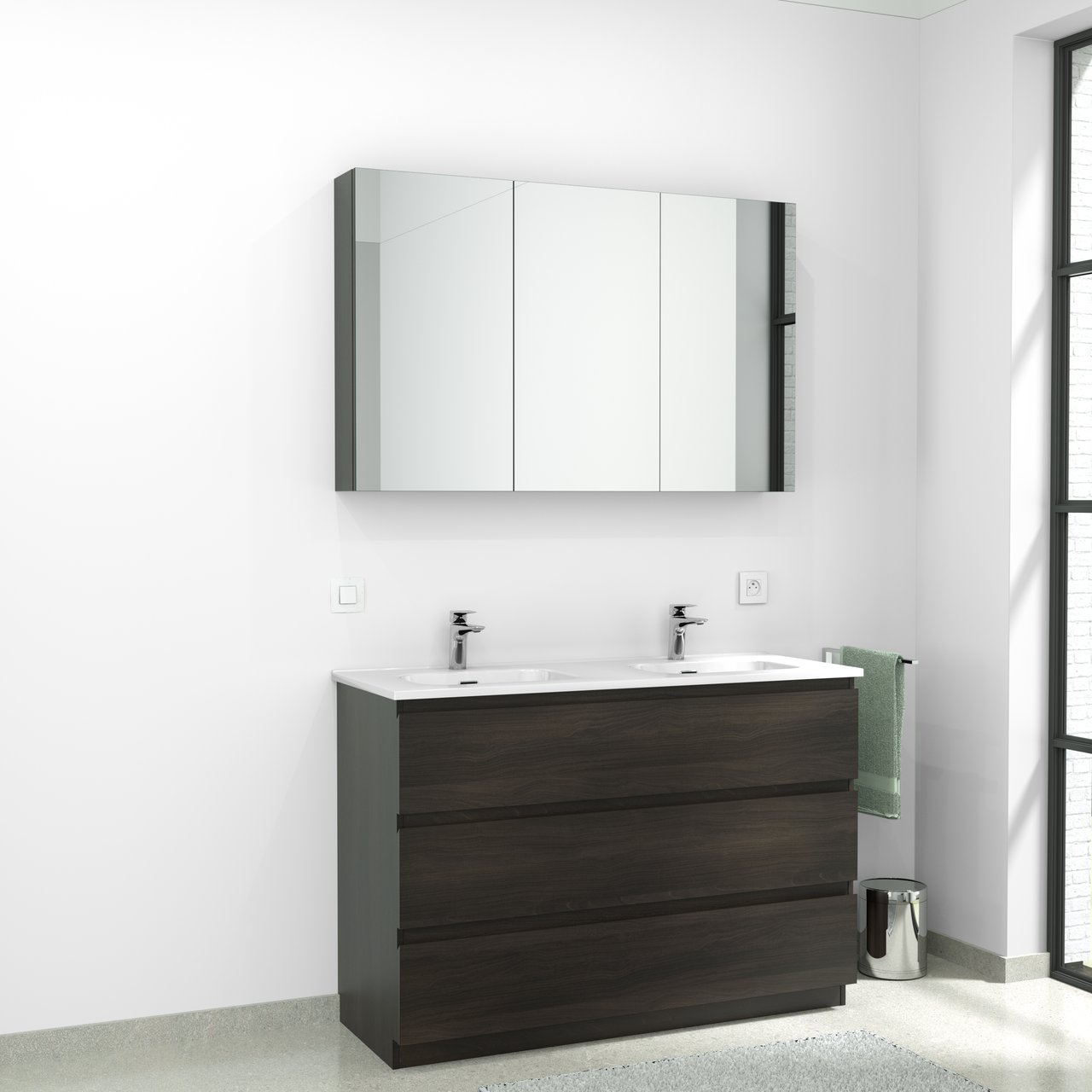 Linie Montro Spiegelschrank 120 x 75 cm dunkles nussbaum