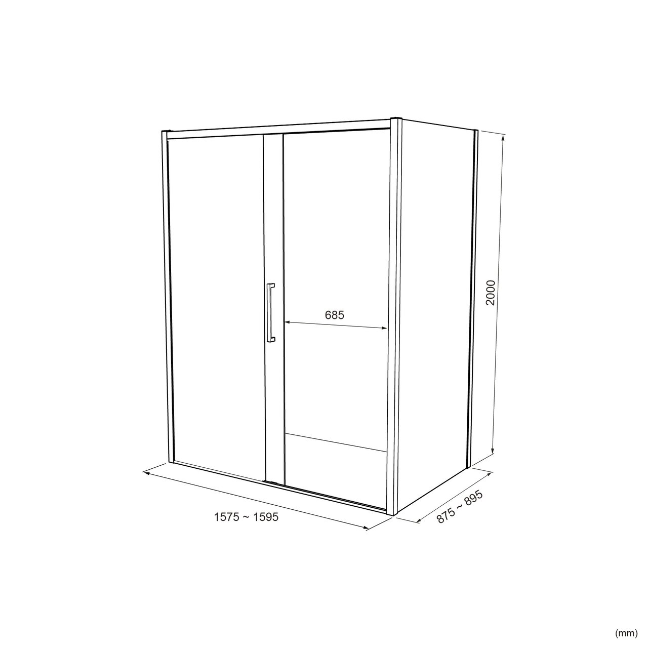 Luca Varess Senses douchecabine met linkse schuifdeur en vaste zijwand 160 x 90 cm Helder glas met matte strook glans chroom profiel