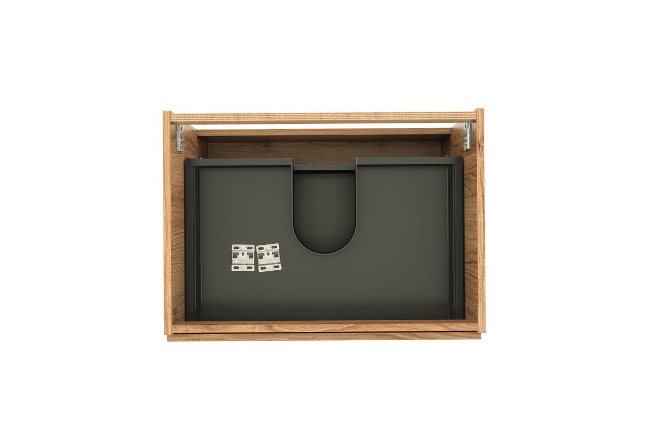 Balmani Lucida hängender Waschbeckenunterschrank: 75 x 55 cm, Teak, 2 Schubladen