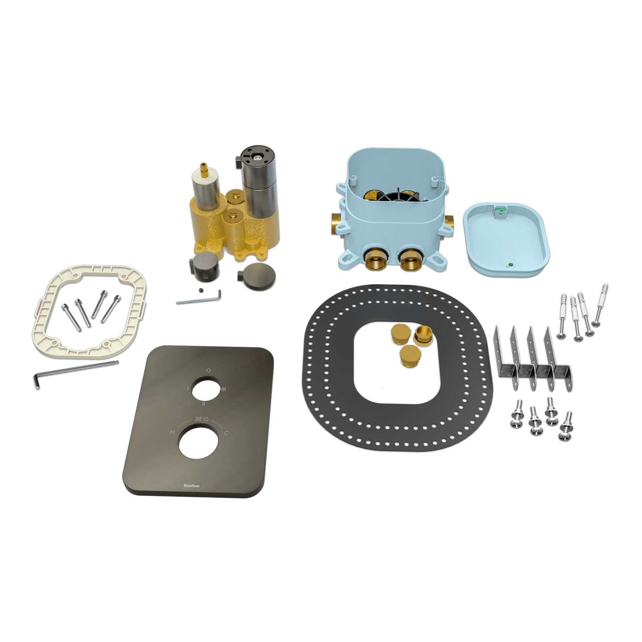 Blaufoss Smartbox Softline set de douche pluie encastré robinet thermostatique Brushed GunMetal