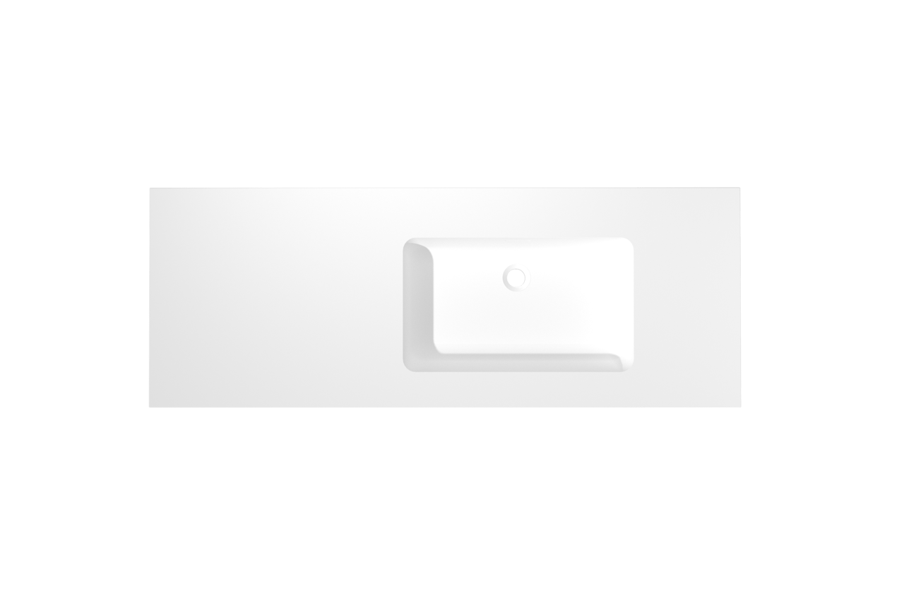 Storke Mata asymmetrisch rechtse wastafel matte solid surface 140 x 52 cm combinatie kast 35 cm