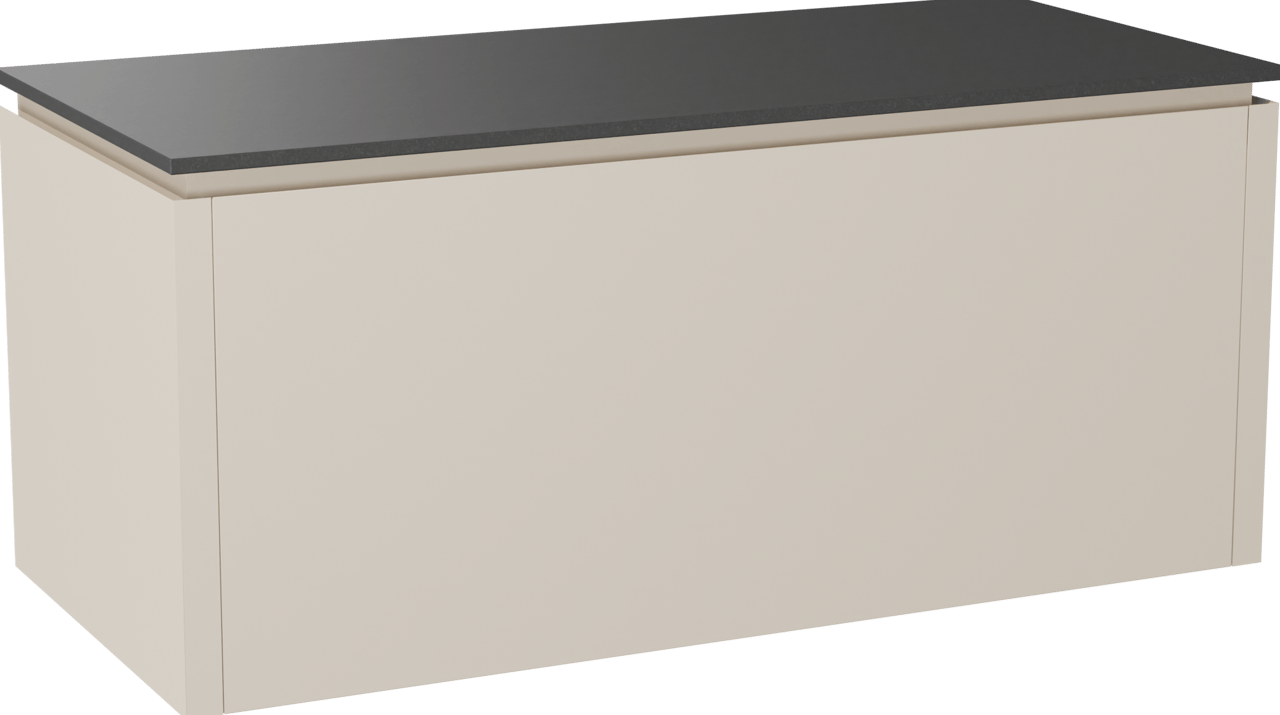 Balmani Eclips meuble salle de bains suspendu 120 x 55 cm Sandbeige avec Stretto tablette simple en Granit noir
