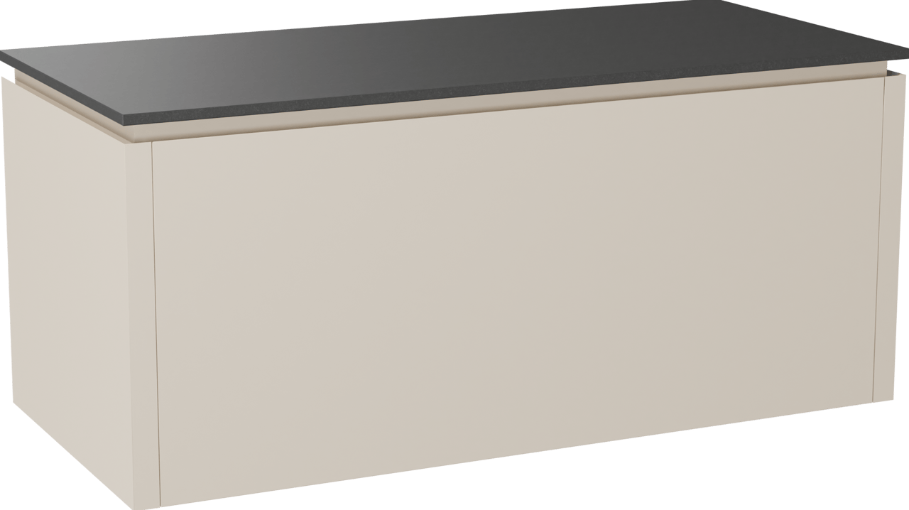 Balmani Eclips meuble salle de bains suspendu 120 x 55 cm Sandbeige avec Stretto tablette simple en Granit noir