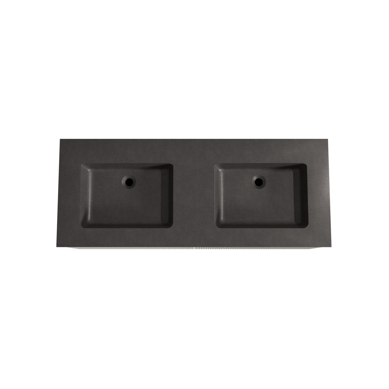 Storke Ribs meuble salle de bains suspendu 130 x 52 cm soie grise avec Scuro double vasque en quartz noir mat, Nervure droite symétrique verticale