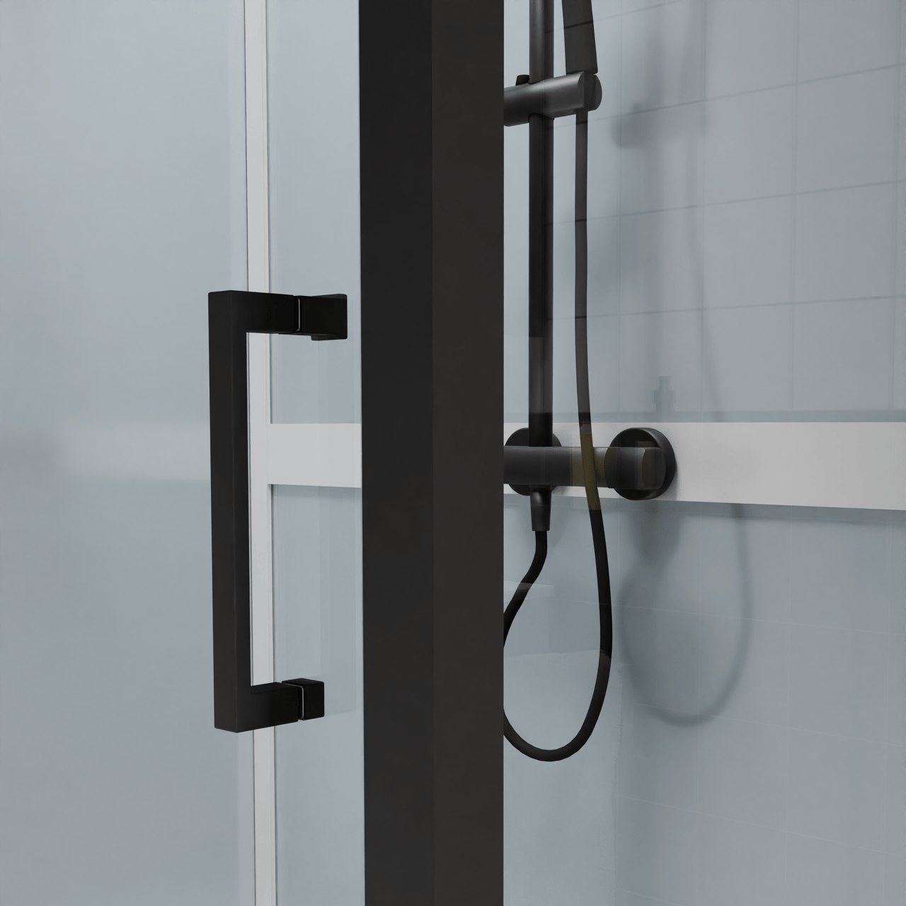 Luca Varess Talan rechthoekige complete douchecabine met draaideuren 90 x 120 cm helder glas mat zwart profiel