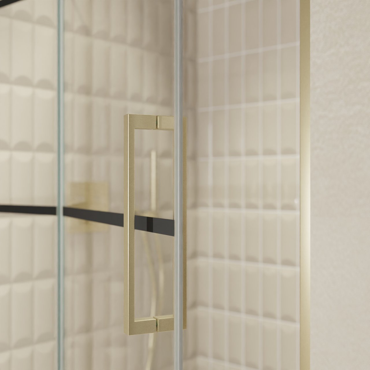 Balmani Senses Design porte pivotante à gauche 120 cm x 210 cm verre Lined, Profil Brushed Champagne Gold, coating inclus