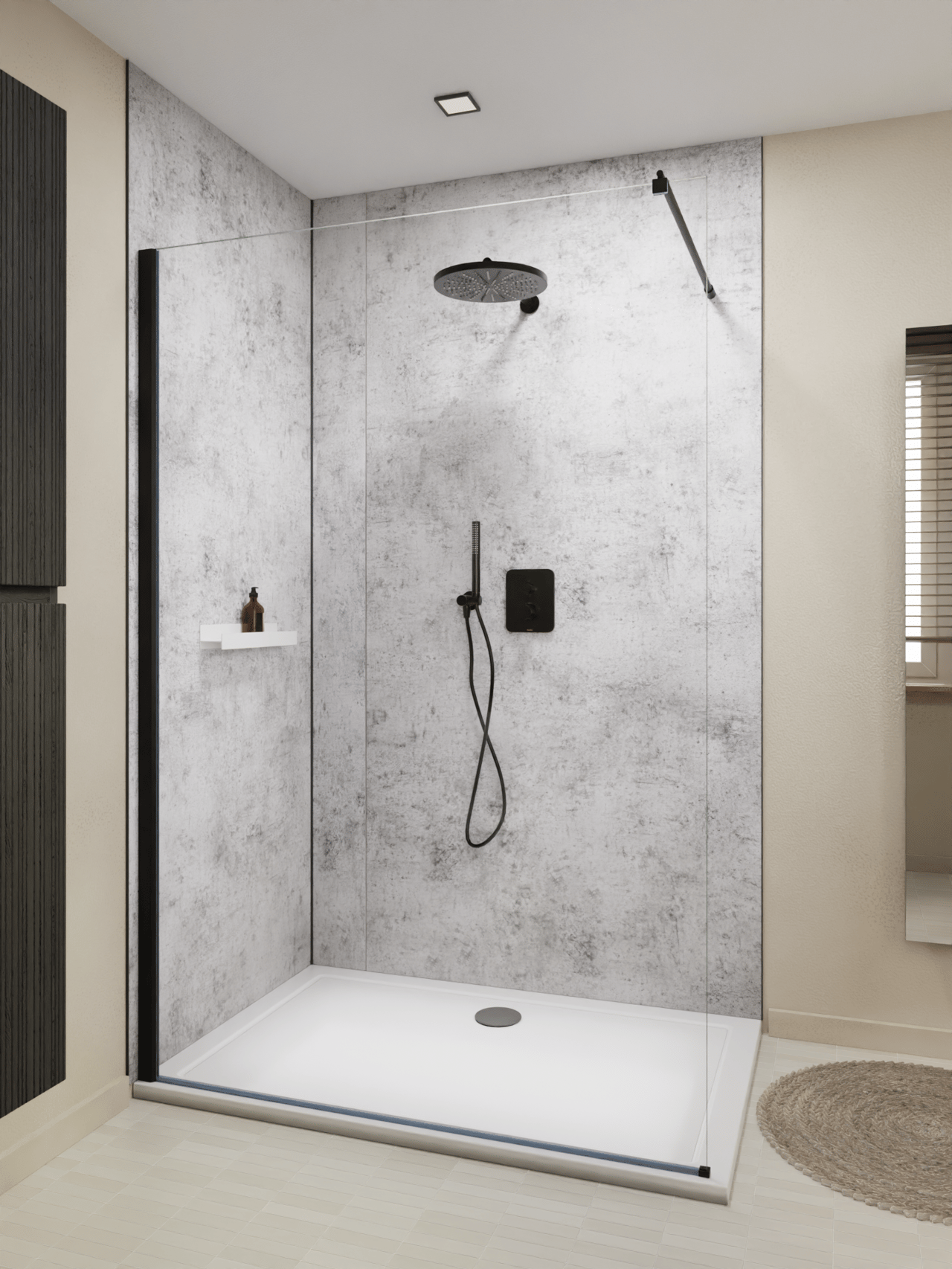 Luca Varess Artdeco Duschrückwand: 90 x 244 cm, Alu-Komposit, Betongrau