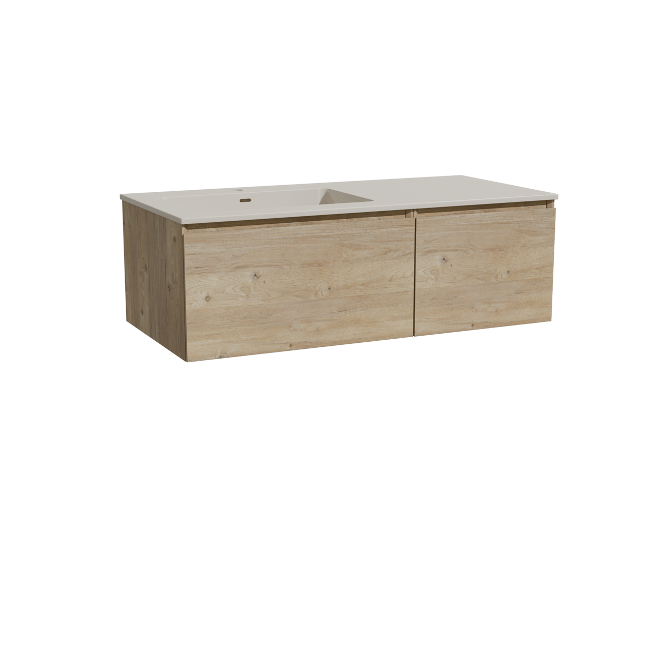 Storke Edge hängendes Möbelstück Set: 110 x 52 cm, Rohe Eiche, mit Diva Waschtisch links, Top Solid Seidengrau