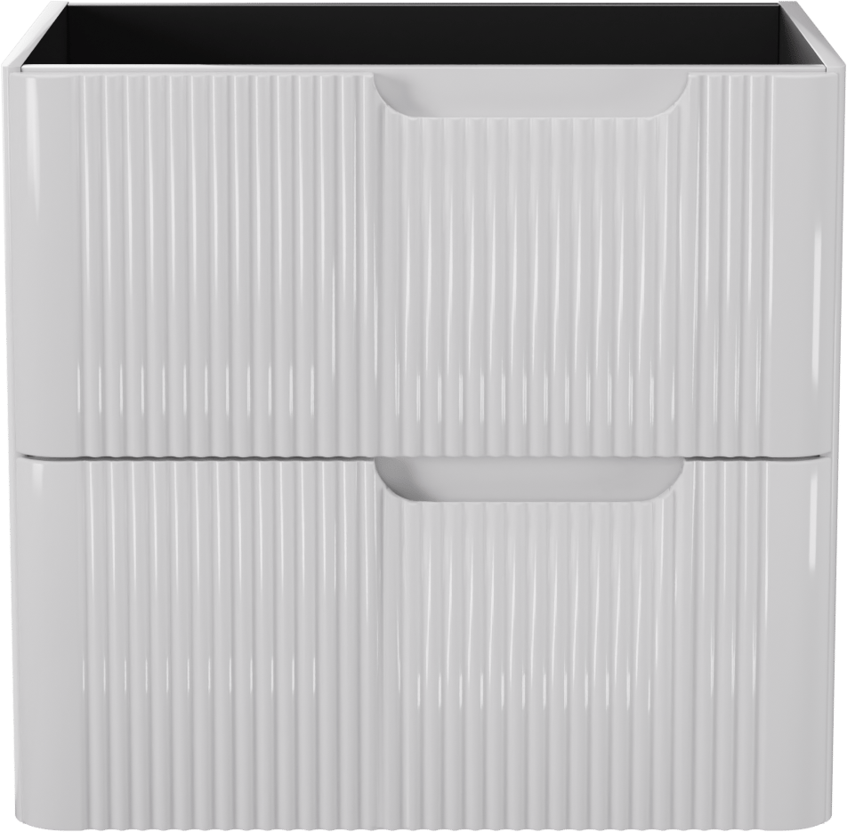 Linie Curvo hängender möbelstück Waschtischunterschränke 60 x 46 cm Weiβ glänzend 2 Schubladen, Vert. Sym. Rippe