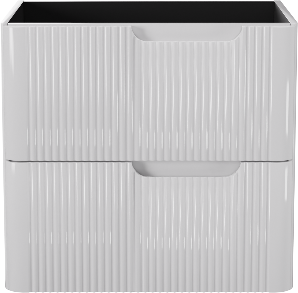 Linie Curvo hängender möbelstück Waschtischunterschränke 60 x 46 cm Weiβ glänzend 2 Schubladen, Vert. Sym. Rippe
