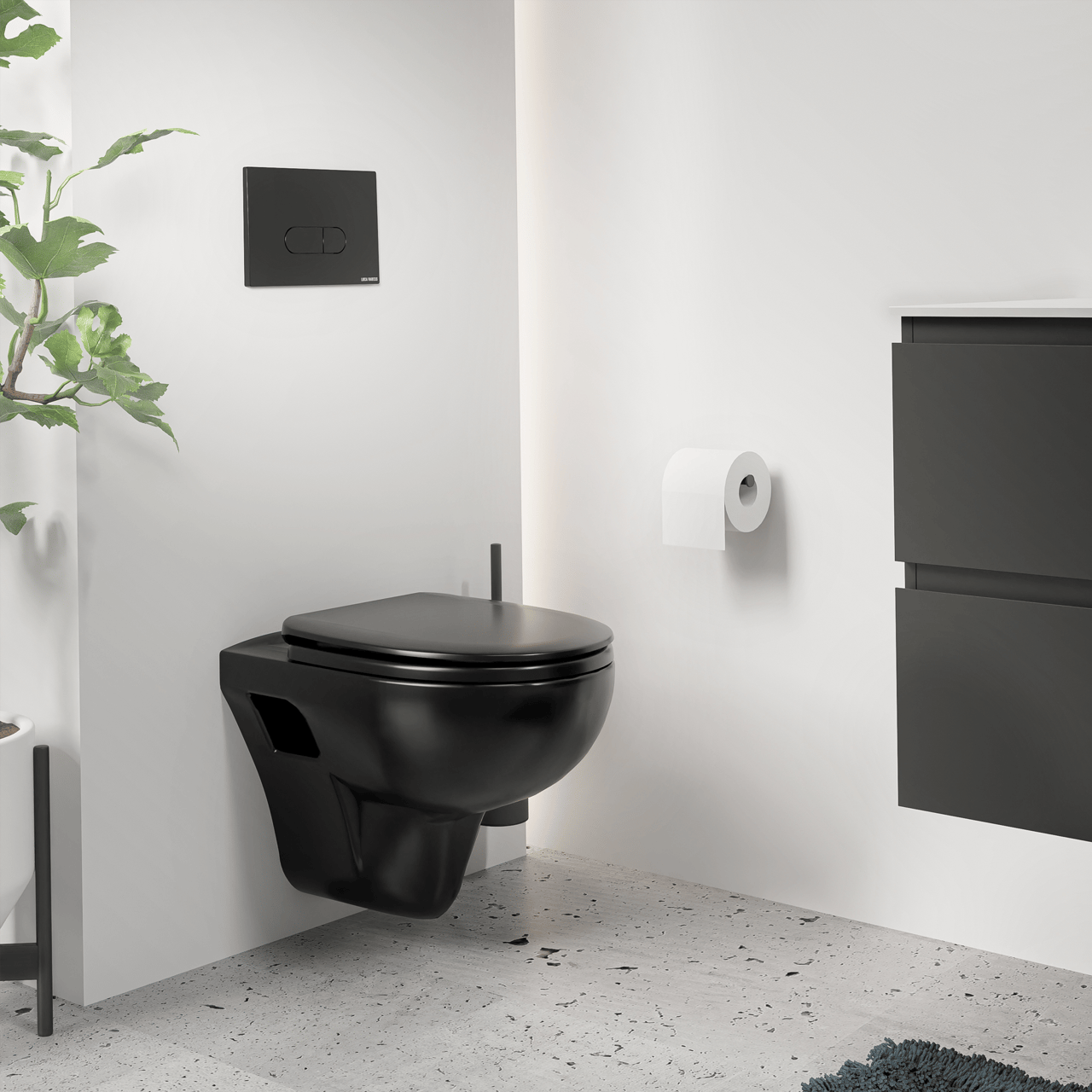 Linie Enzo mat zwart randloos met luxe wc-bril