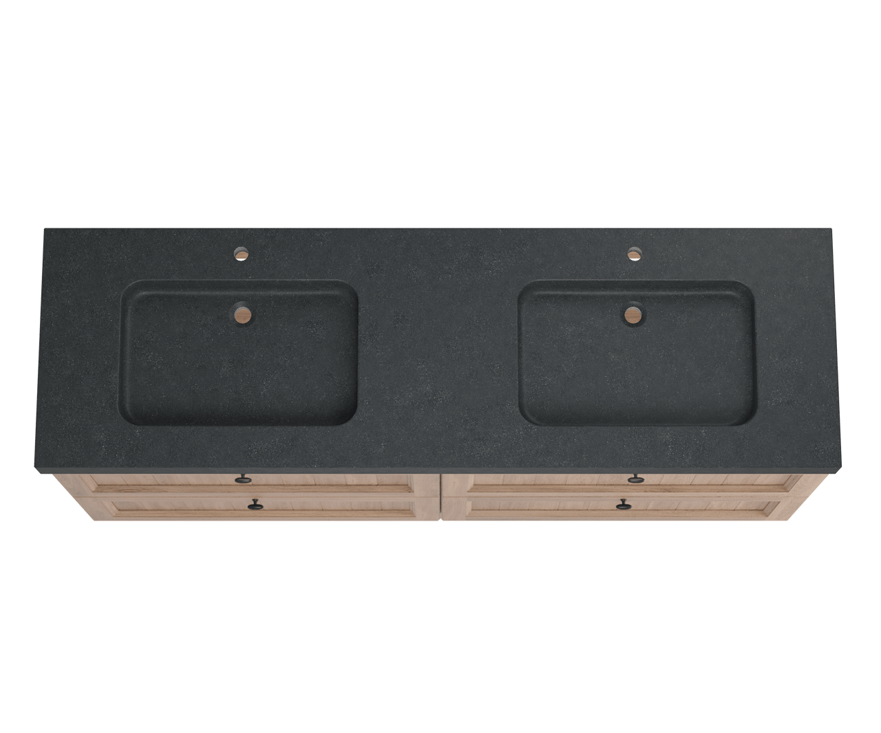 Balmani Lemon meuble salle de bains à poser 180 x 55 cm chêne vieilli avec Napoli double vasque en granit noir