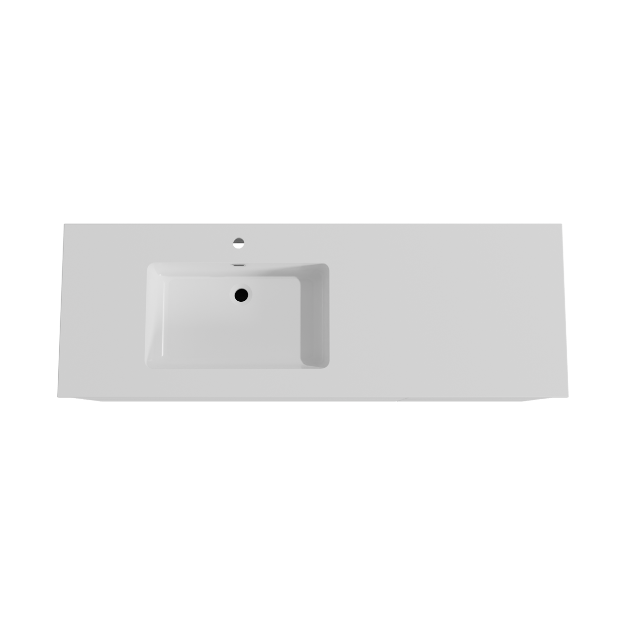 Storke Edge meuble salle de bains suspendu 150 x 52 cm blanc mat avec Diva plan vasque asymétrique à gauche en marbre composite blanc brillant