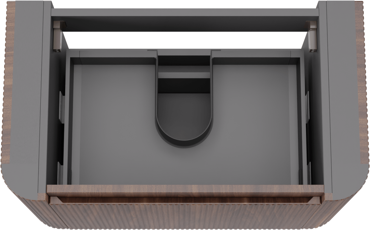 Storke Soft meuble sous-lavabo suspendu 80 x 46 cm Noyer 2 tiroirs Nervure sym. vert.