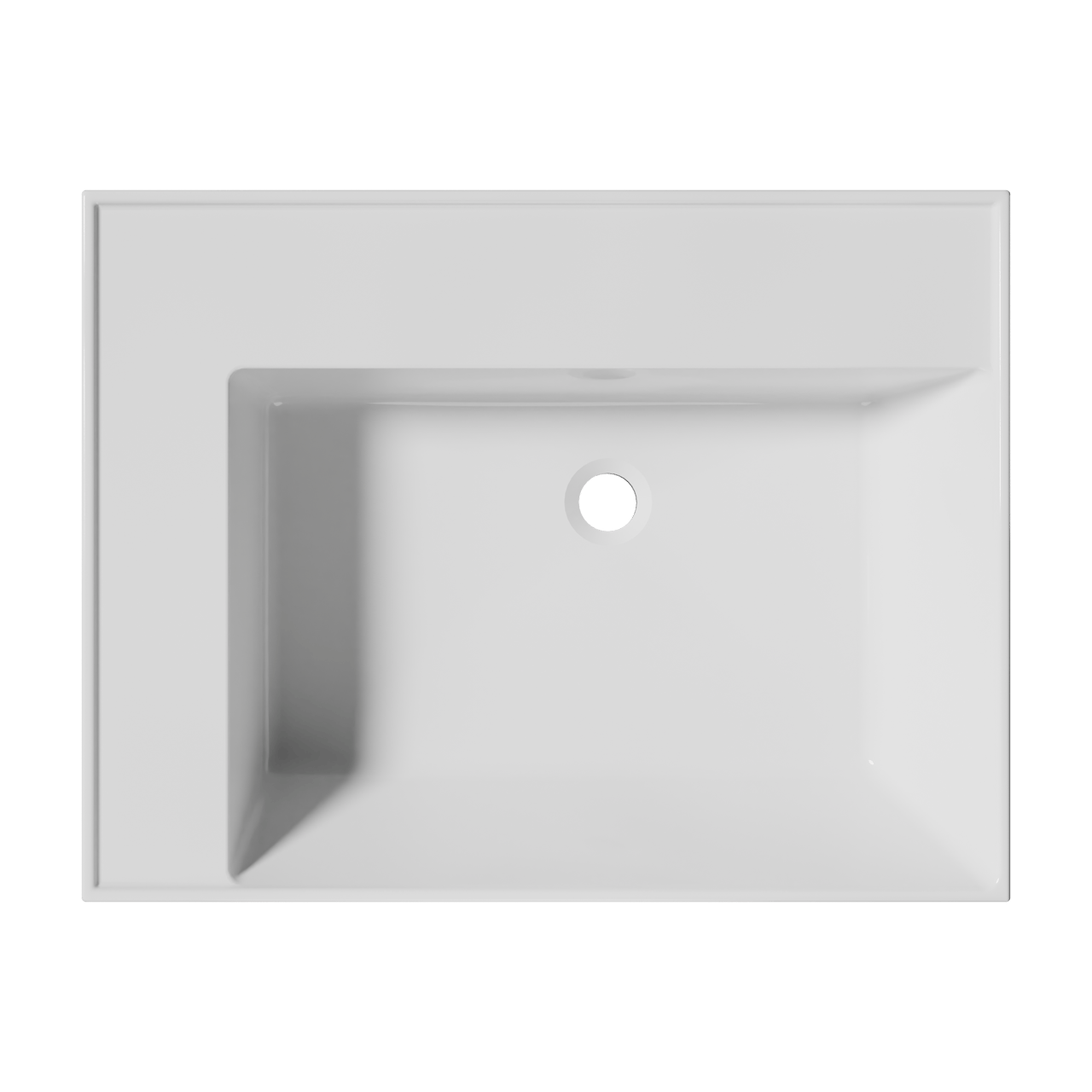 Balmani Argila asymmetrisch rechtse wastafel composietmarmer Glanzend Wit 60 x 46 cm