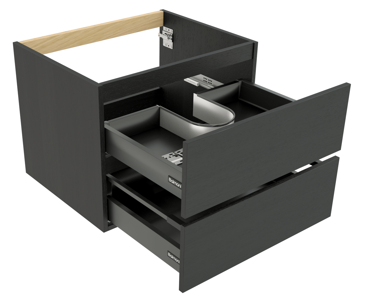 Balmani Lucida meuble sous-vasque suspendu 67,5 x 55 cm chêne noir 2 tiroirs