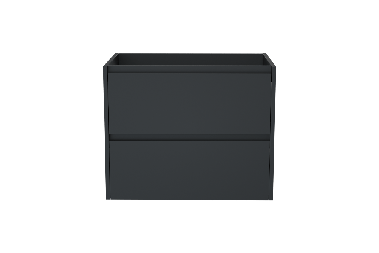 Storke Seda hängender Waschbeckenunterschrank: 75 x 52 cm, Schwarz Matt, 2 Schubladen