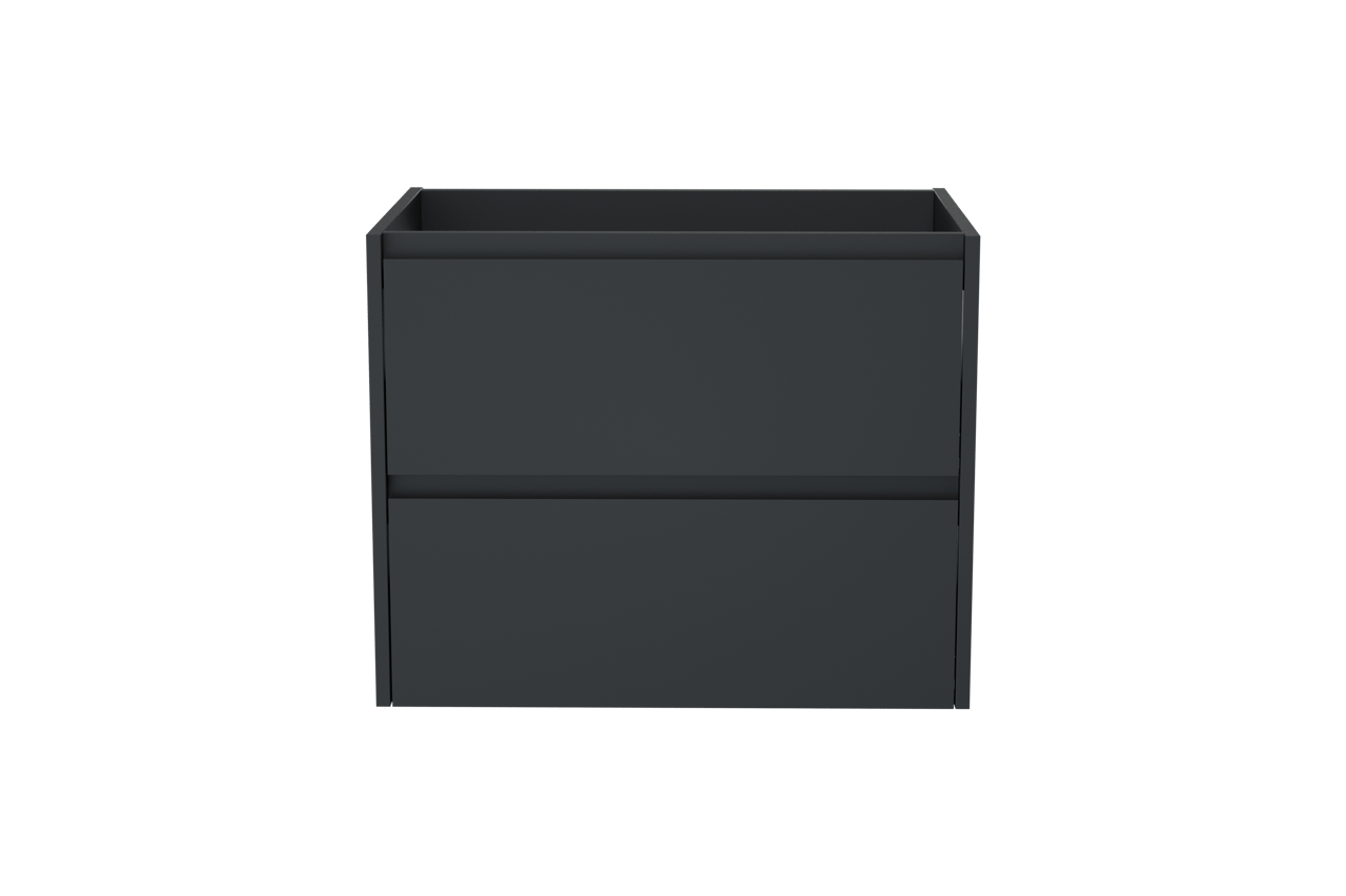 Storke Seda hängender Waschbeckenunterschrank: 75 x 52 cm, Schwarz Matt, 2 Schubladen