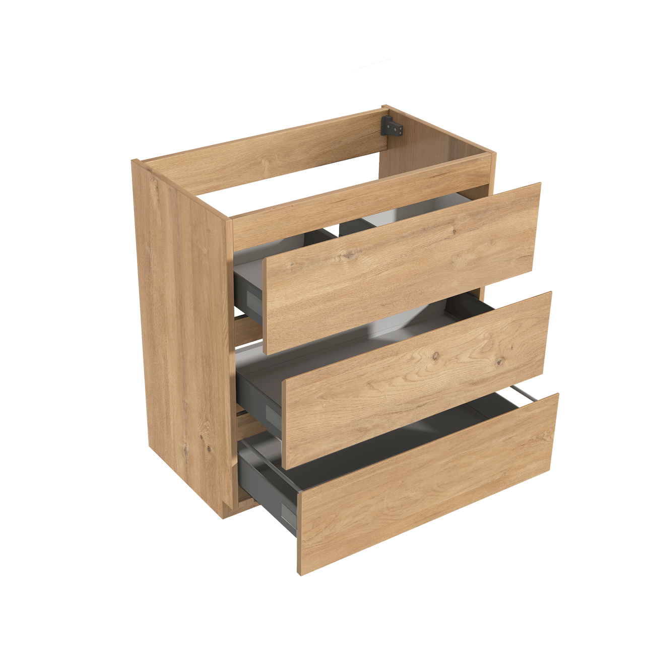 Storke Delta staande wastafelonderkast 80 x 48 cm delta naturel eiken 3 lades