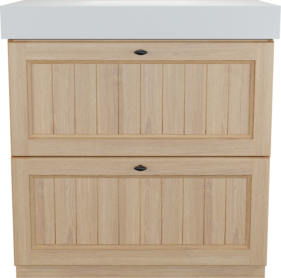 Balmani Lemon staand badkamermeubel 90 x 55 cm, fineer natuur eik met Arcato enkele wastafel in mat wit