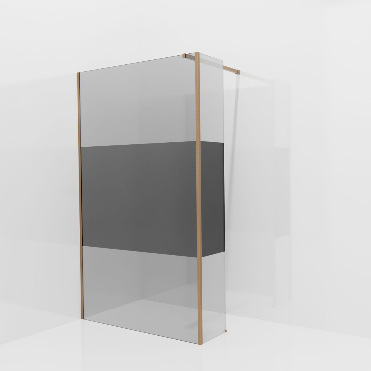 Balmani Modular Walk-In Dusche mit fester Seitenwand: 120 x 200 cm, Rauchglas mit mattiertem Streifen, inklusive Coating, Profil Brushed Rosegold