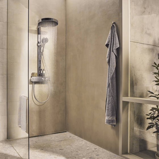 Hansgrohe Rainfinity 300 colonne de douche de pluie avec ShowerTablet 350 chrome brillant