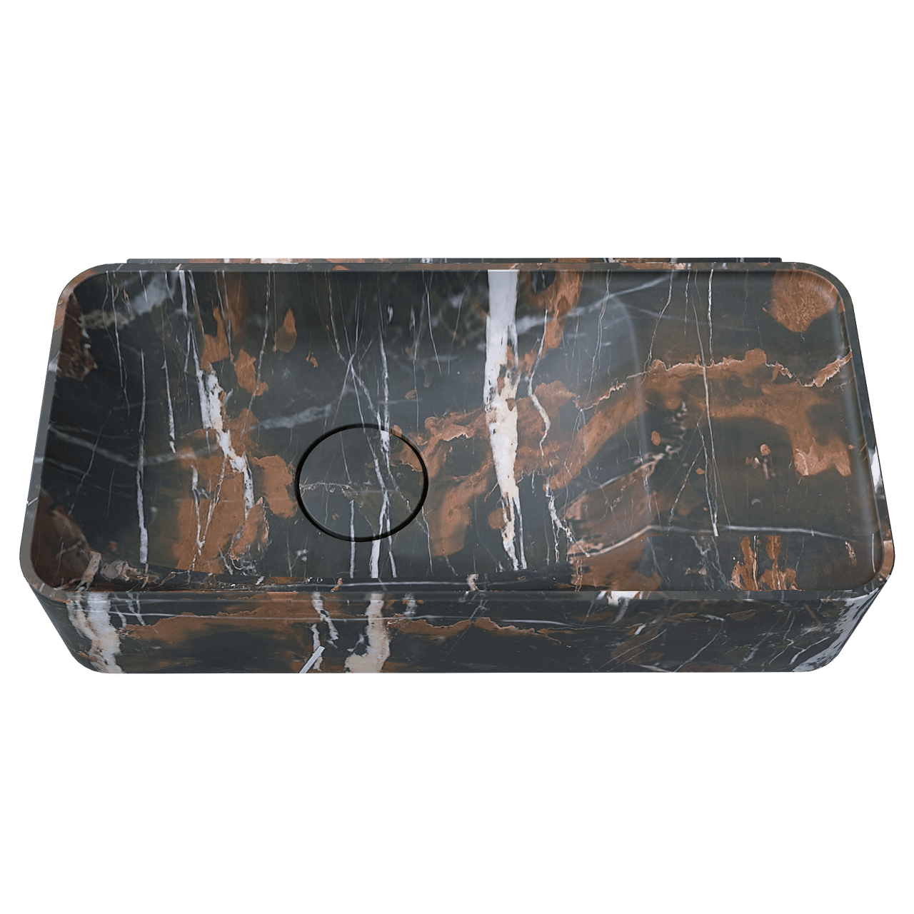 Balmani Fara Handwaschbecken: Portoro Marmor, Gold, 45 x 22 cm