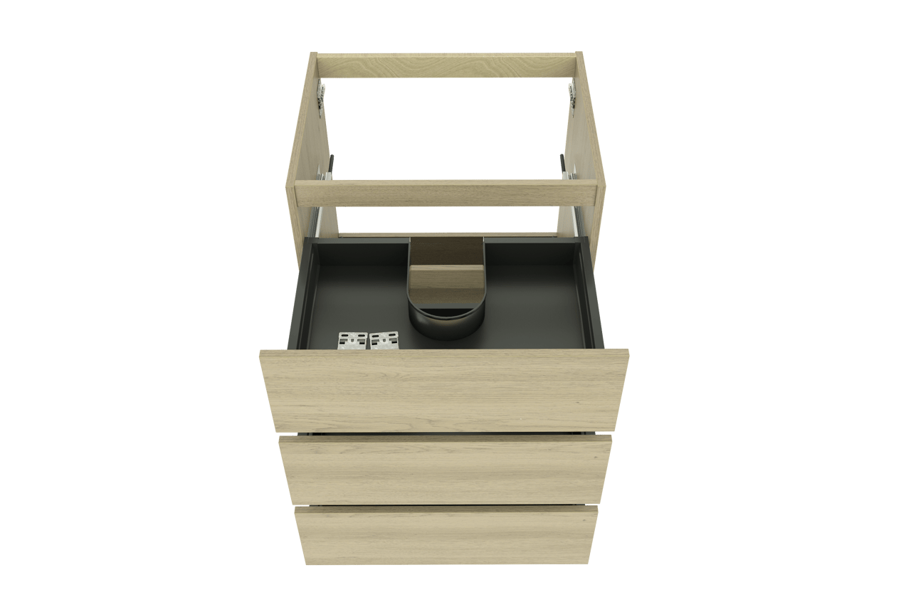 Balmani Lucida staande wastafelonderkast 67,5 x 55 cm verweerde eik 3 lades