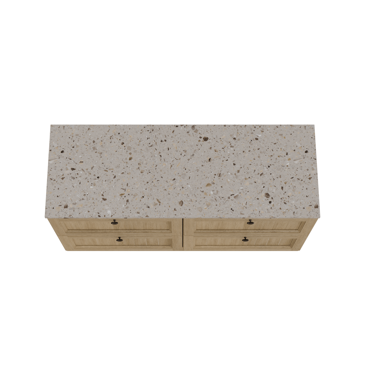Balmani Lemon staand badmeubel 150 x 55 cm verweerd eiken met Stretto enkel of dubbel wastafelblad in terrazzo greige terrazzo