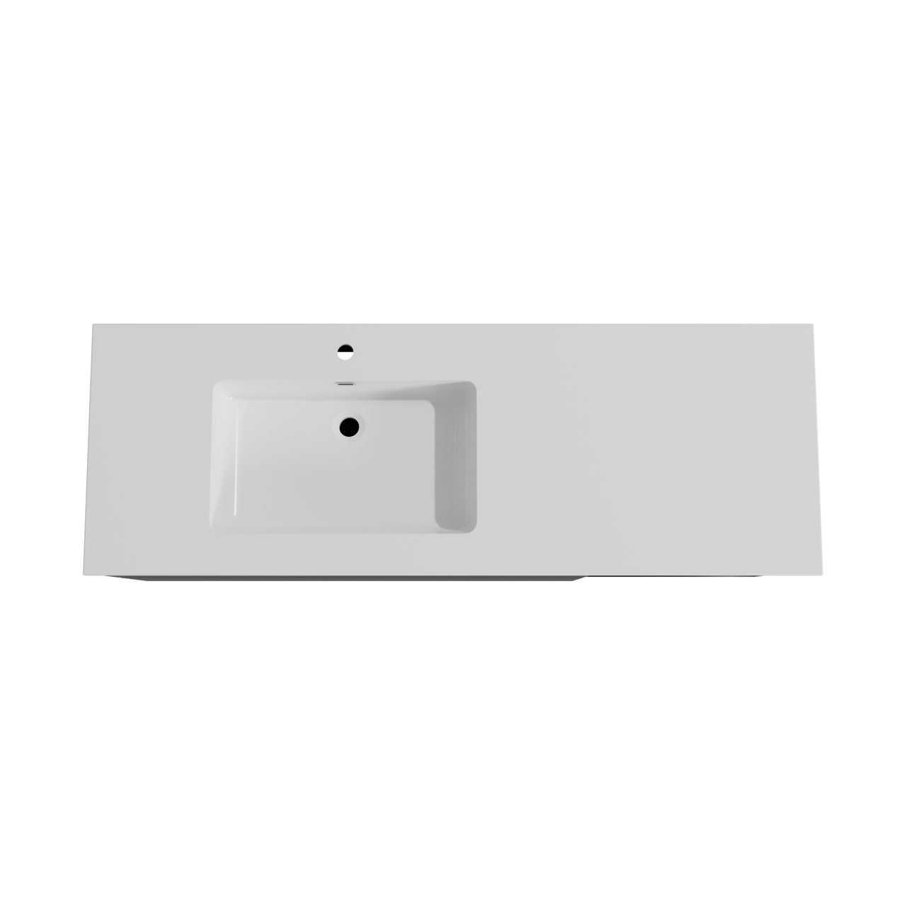 Storke Edge zwevend badmeubel 150 x 52 cm mat zwart met Diva asymmetrisch linkse wastafel in composietmarmer hoogglans wit