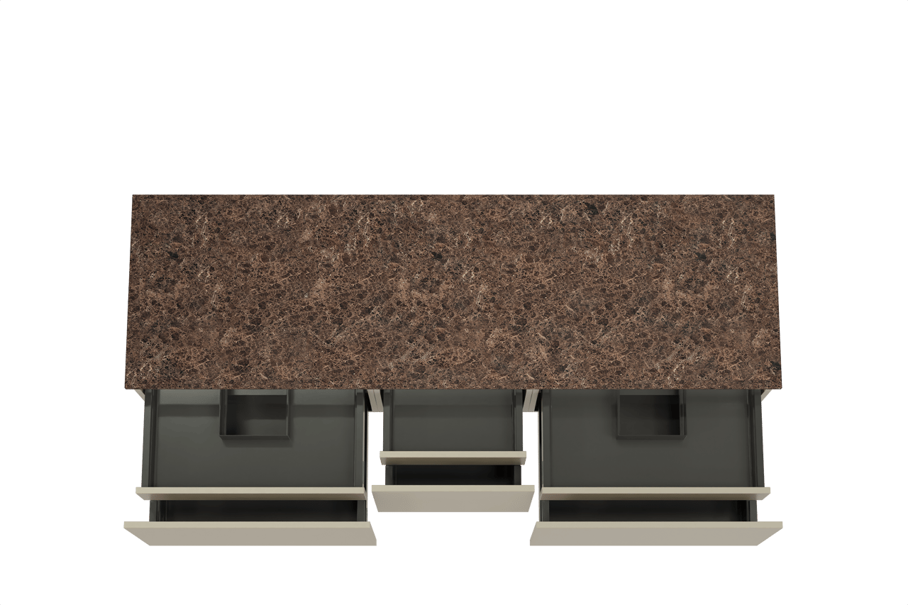 Balmani Sfera zwevend badmeubel 180 x 55 cm dune met Stretto enkel of dubbel wastafelblad in marmer dark emperador