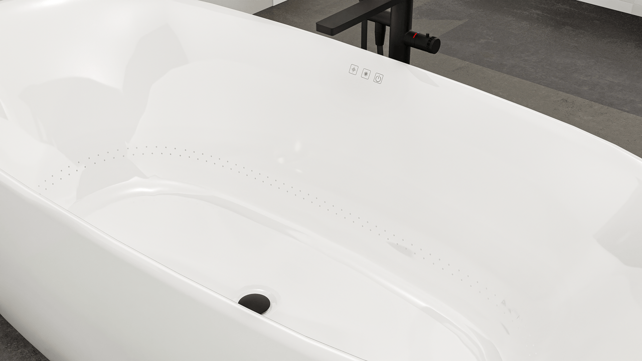 Luca Varess Bolla ovaal vrijstaand airmassage bad 180 x 80 cm acryl Glanzend Wit