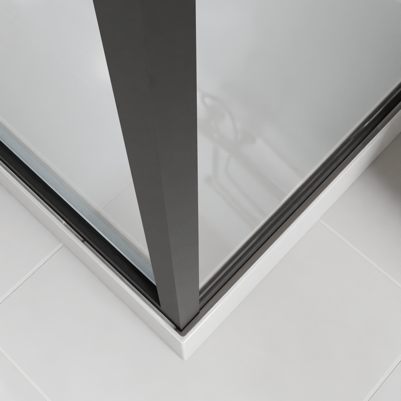 Luca Varess Talan Duschkabine: Drehtür, 90 x 120 cm, Klarglas, Schwarzes Profil, matt