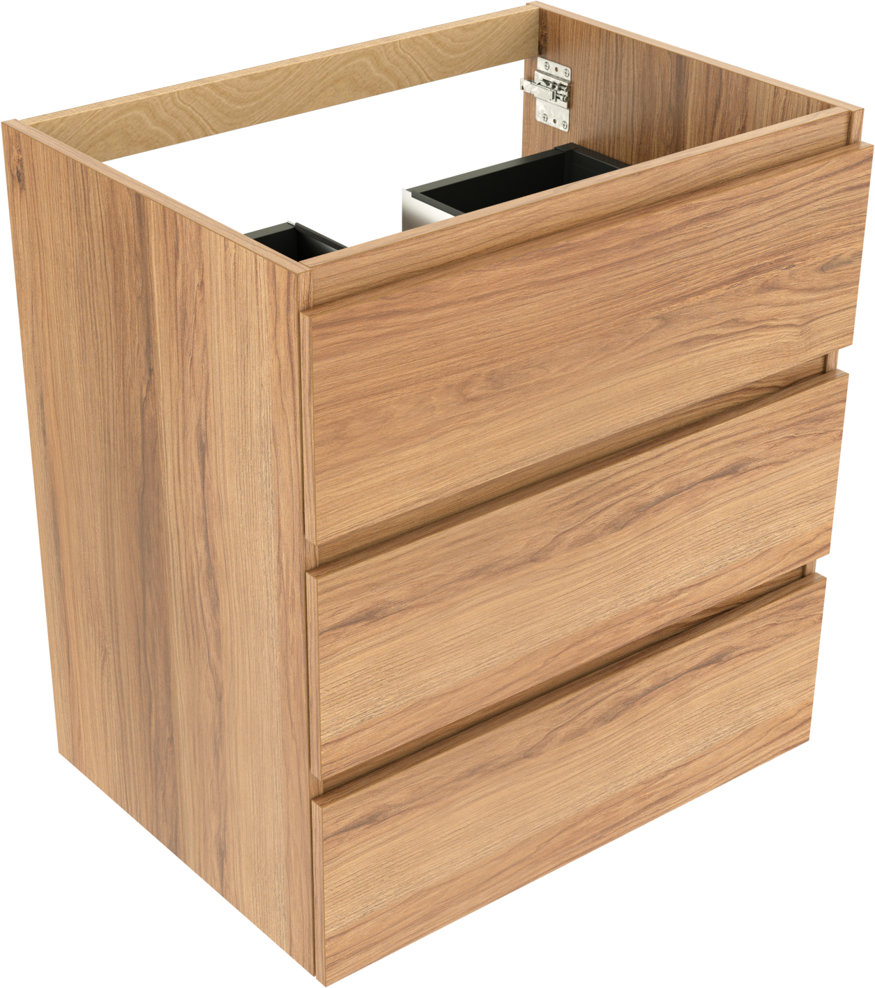 Balmani Lucida stehender Waschbeckenunterschrank: 75 x 55 cm, Teak, 3 Schubladen