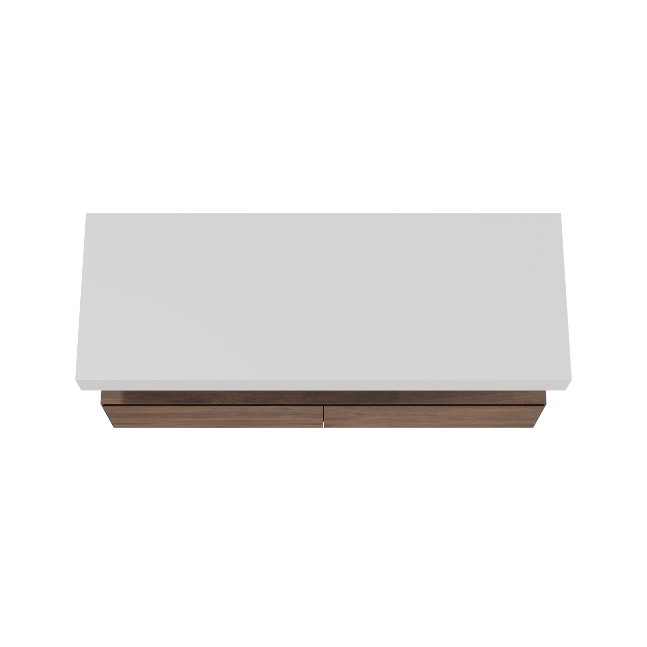 Balmani Mitra Elements zwevend badkamermeubel 150 x 55 cm Amerikaanse notelaar met Dominus enkel of dubbel tablet in solid surface mat wit