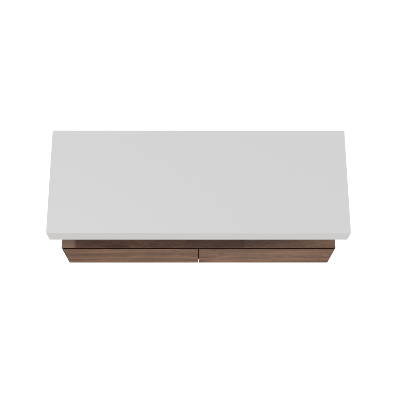 Balmani Mitra Elements meuble salle de bains suspendu 150 x 55 cm noyer américain avec Dominus tablette simple ou double en solid surface blanc mat