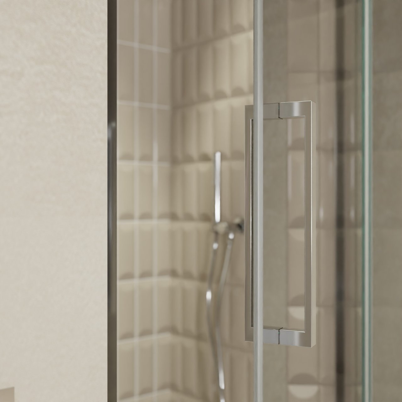 Balmani Senses Design porte pivotante à droite 100 cm x 210 cm verre Miroir Reflex, Profil chrome, coating inclus