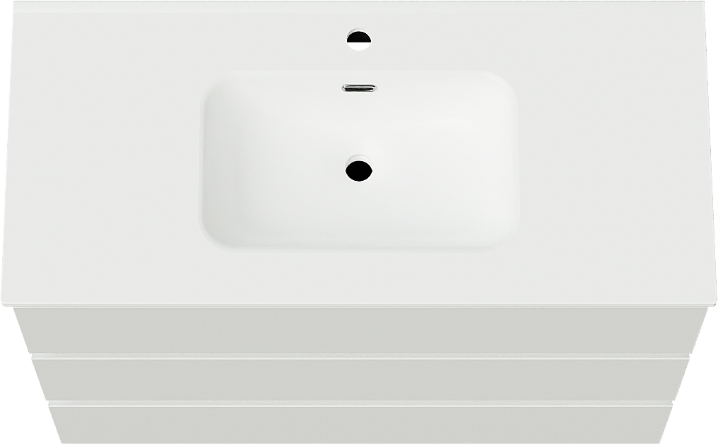 Linie Lado freistehendes Möbelstück Set: 100 x 46 cm, Weiß glänzend, mit Baro Einzelwaschtisch, Porzellan Weiß matt