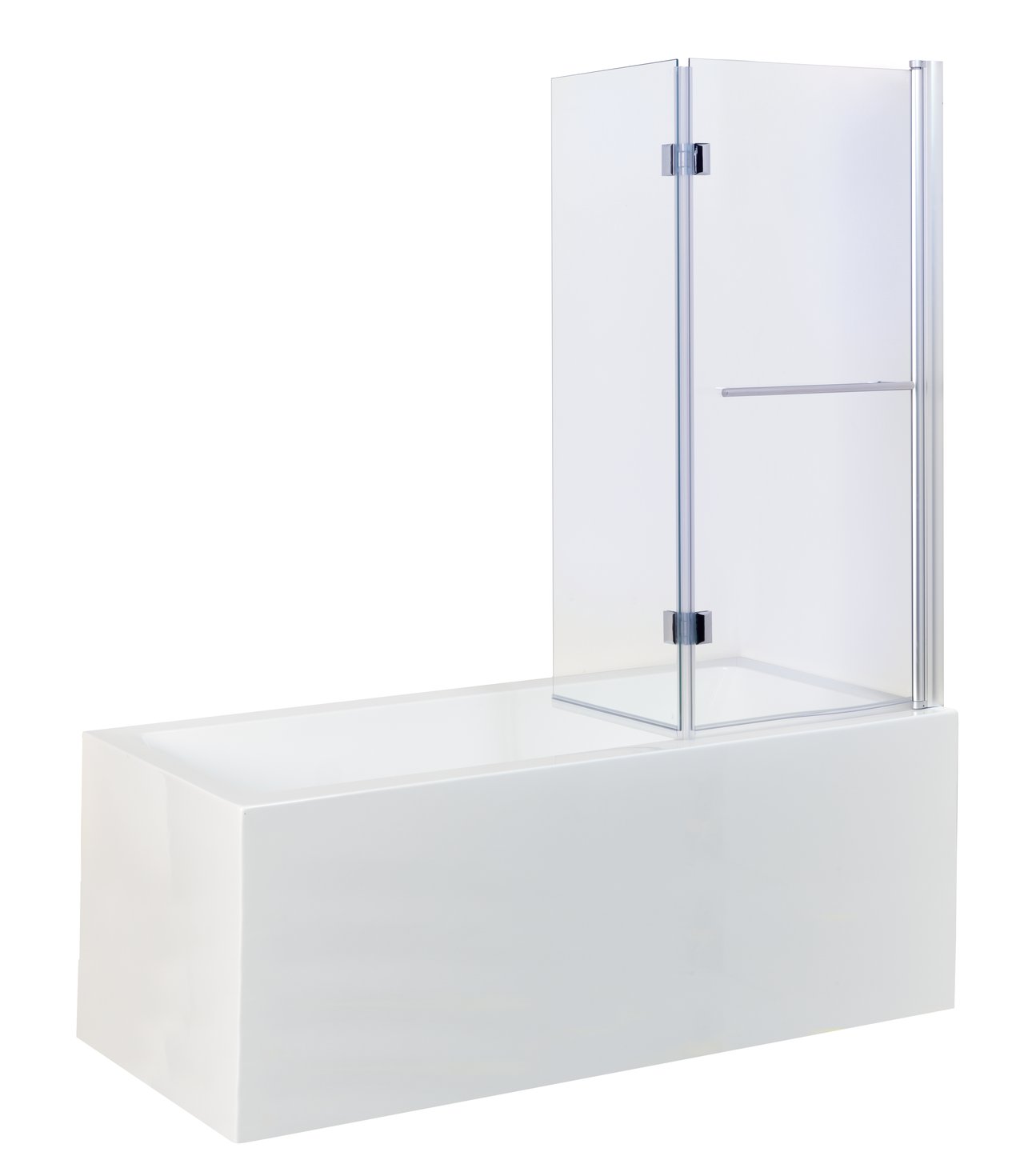Luca Varess Cyrus dubbele badwand 70 cm + 50 cm helder glas chroom profiel