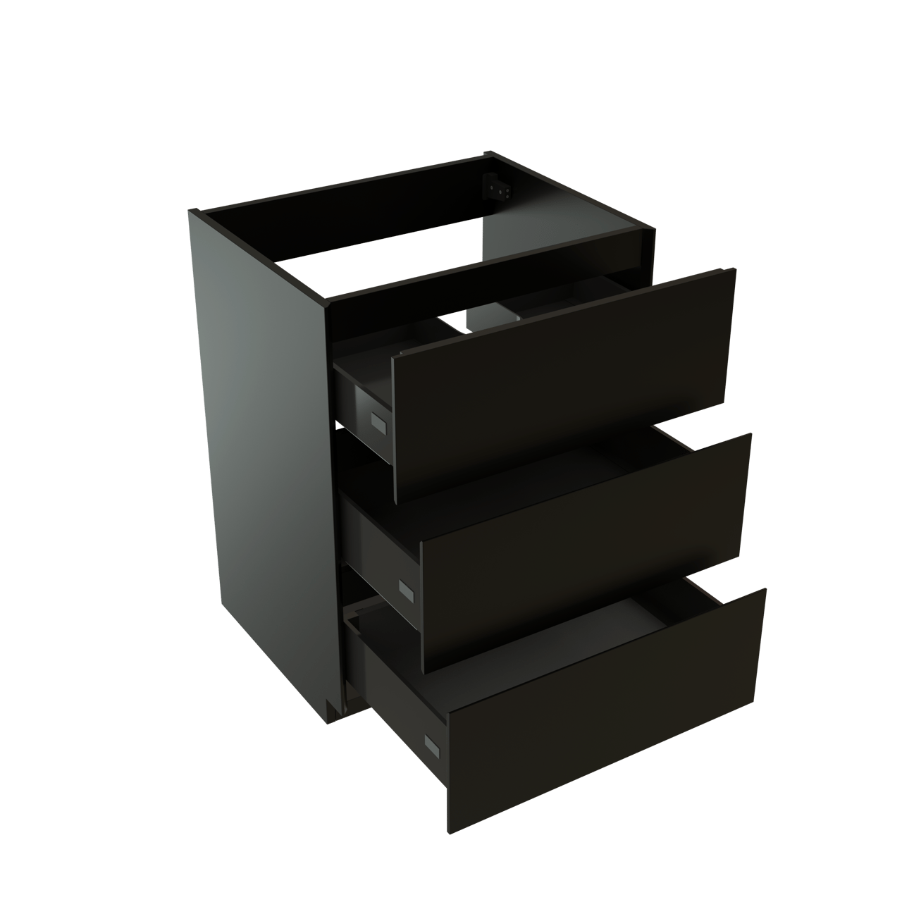 Storke Edge meuble sous-lavabo a poser 65 x 52 cm Noir Mat 3 tiroirs