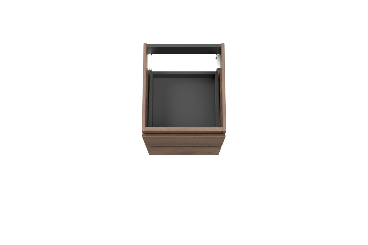 Linie Lado hängender Waschbeckenunterschrank: 40 x 46 cm, braune Eiche, 2 Schubladen