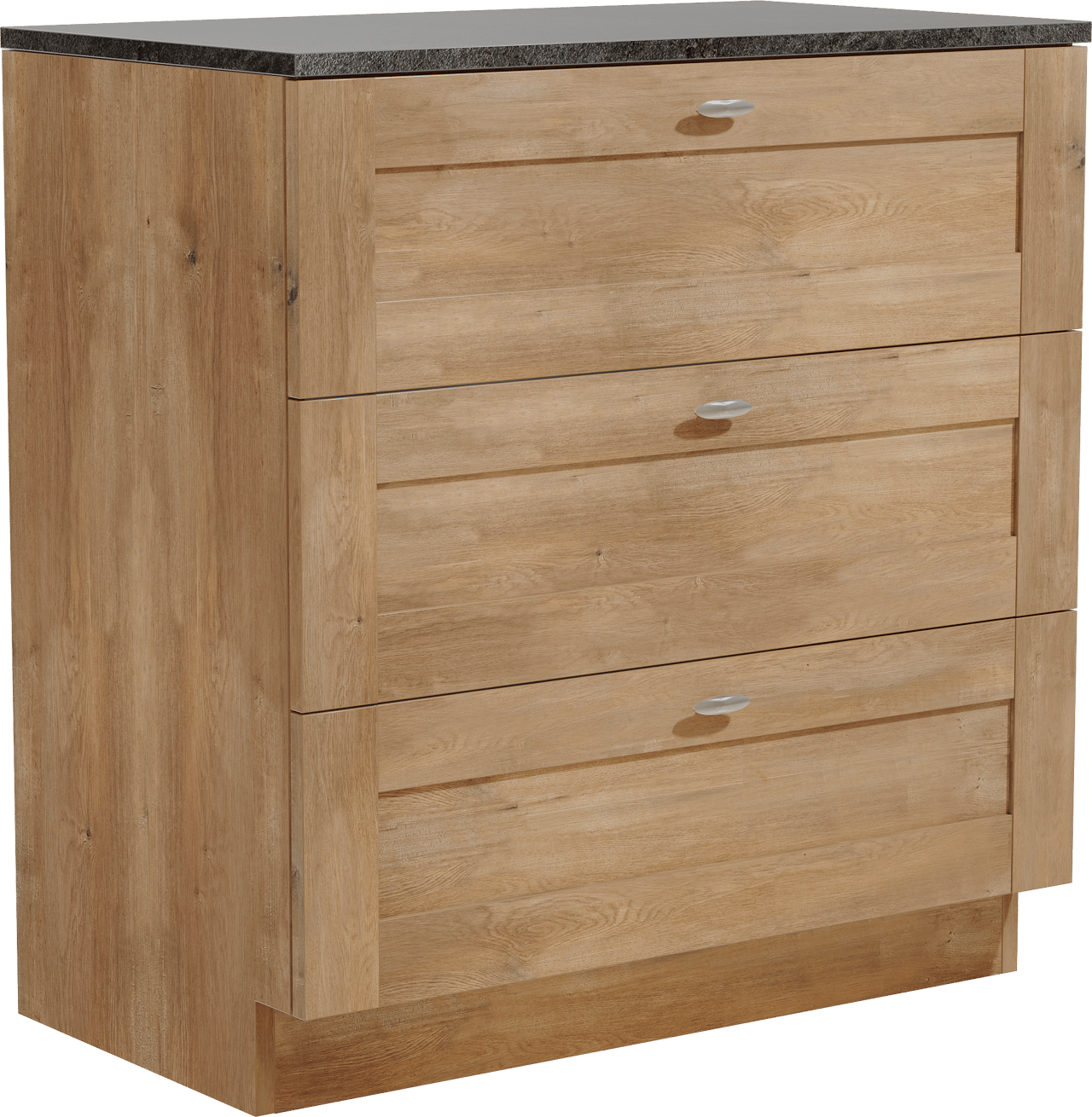 Linie Classo freistehendes Möbelstück Set: 80 x 46 cm, Naturbelassene Eiche, mit Lado Einzel Waschtischplatte, Melamin Schiefergrau