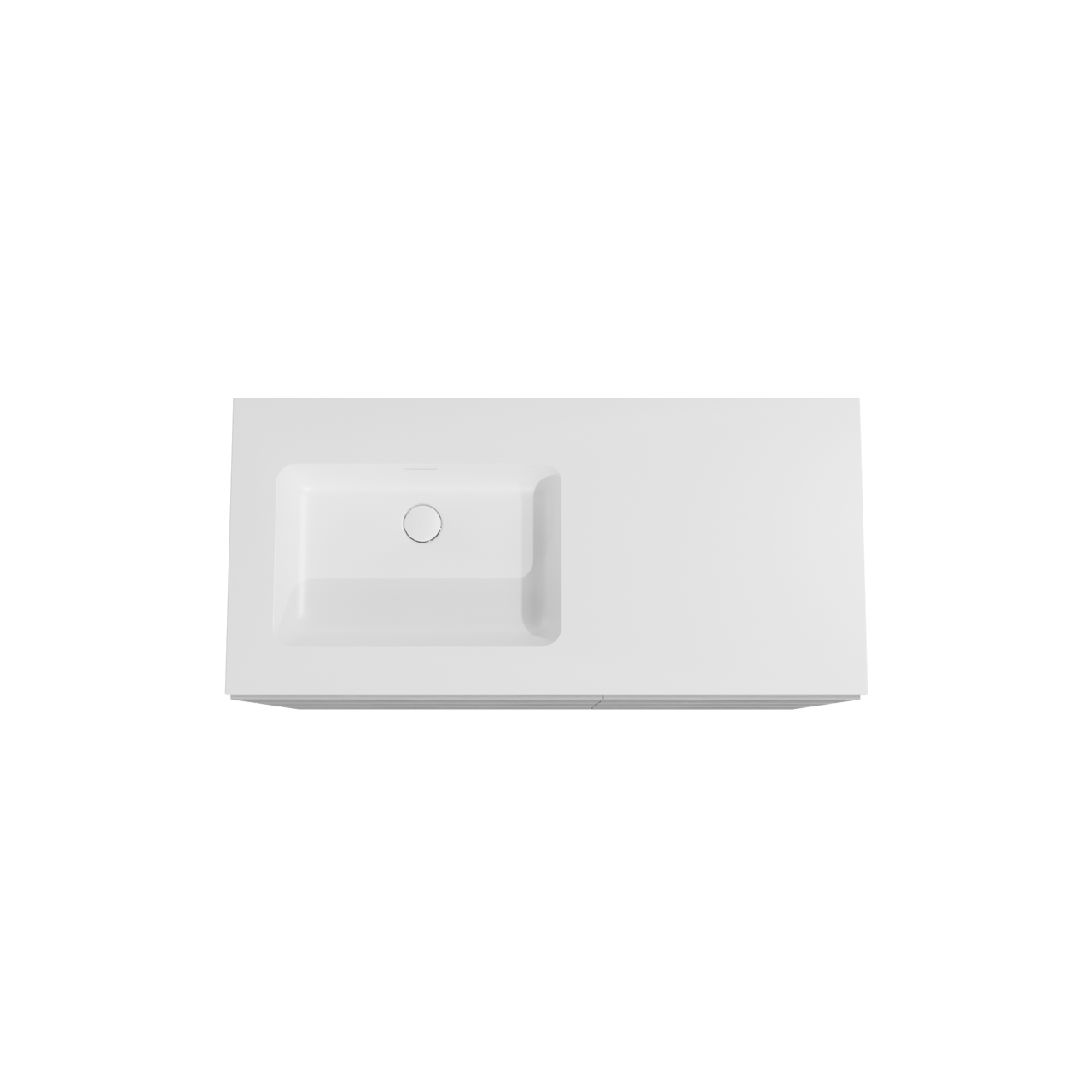 Storke Edge meuble salle de bains à poser 110 x 52 cm béton gris foncé avec Mata plan vasque asymétrique à gauche en solid surface blanc mat