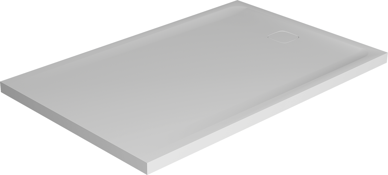 Balmani Bayou Duschwanne: 140 x 90 cm, Solid Surface, Weiß matt