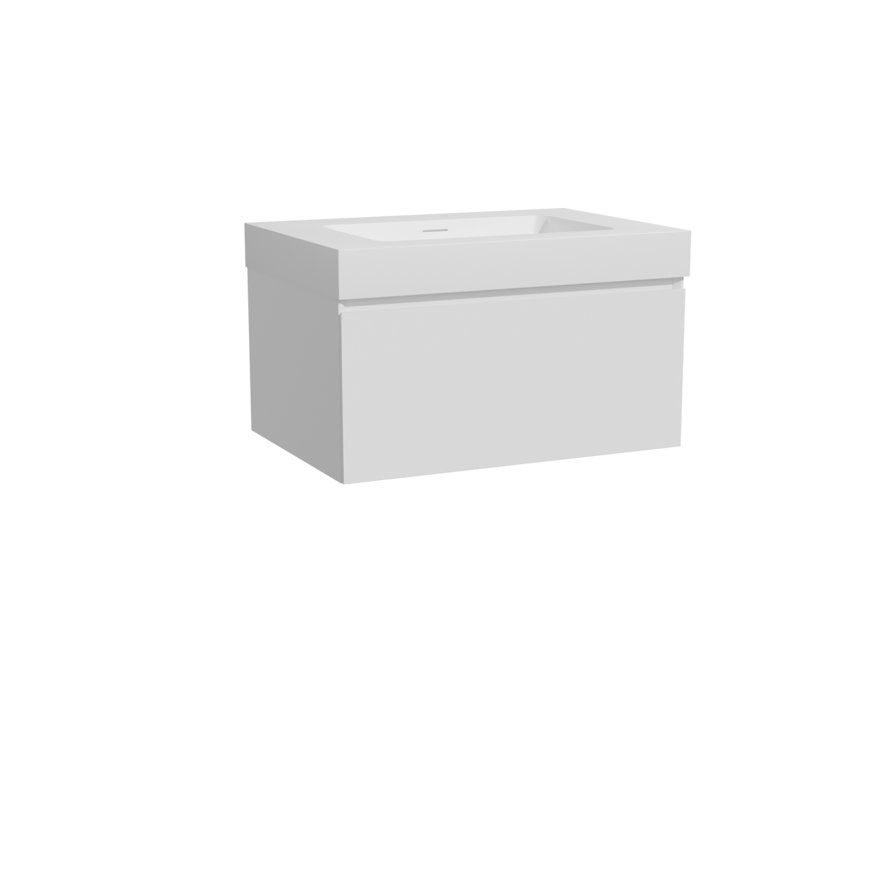 Storke Edge meuble salle de bains suspendu 75 x 52 cm blanc mat avec Mata High plan simple en solid surface blanc mat