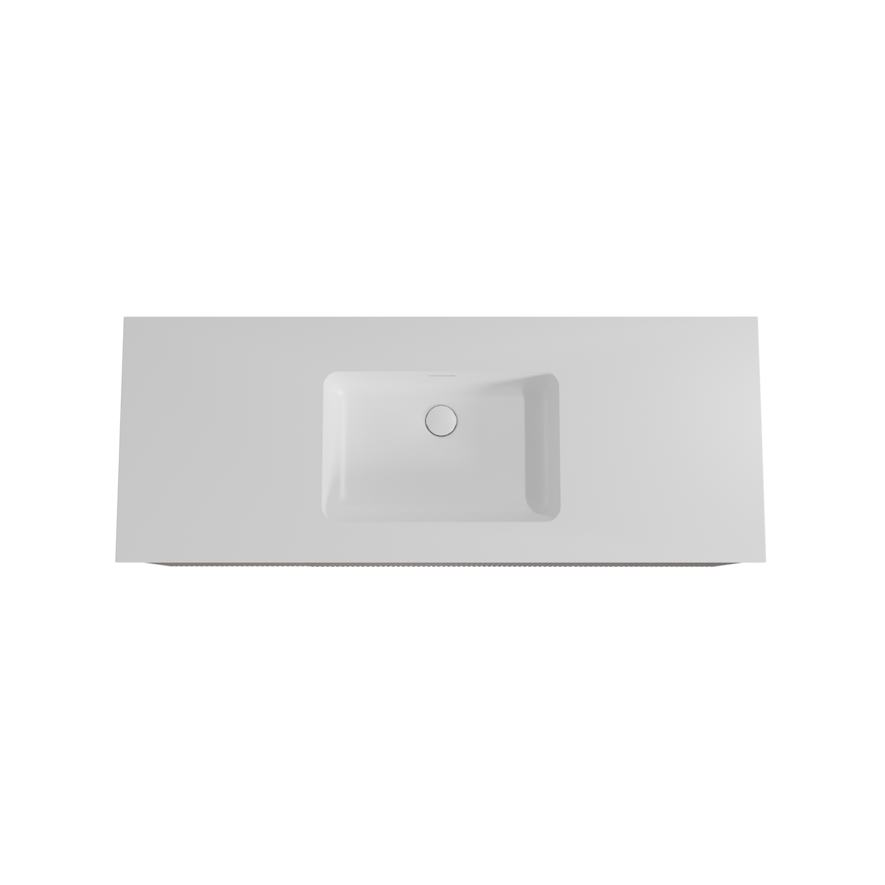 Storke Ribs zwevend badmeubel 135 x 52 cm notenhout met Mata enkele wastafel in solid surface mat wit, Verticale symmetrische rechte ribbel