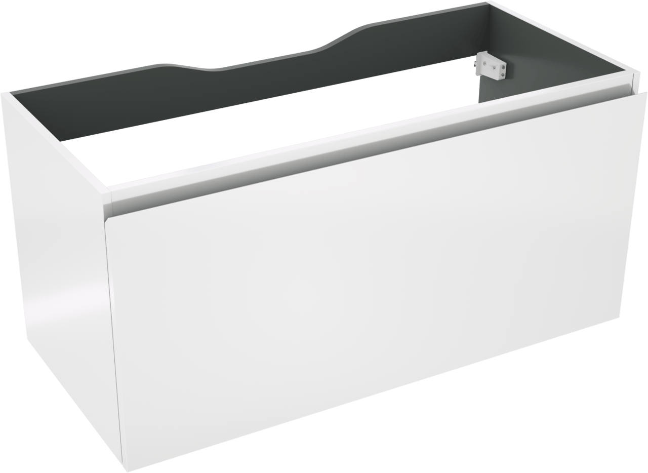 Linie Lado zwevend badkamermeubel 100 x 46 cm glanzend wit met Lado enkel of dubbel tablet in melamine leisteen grijs