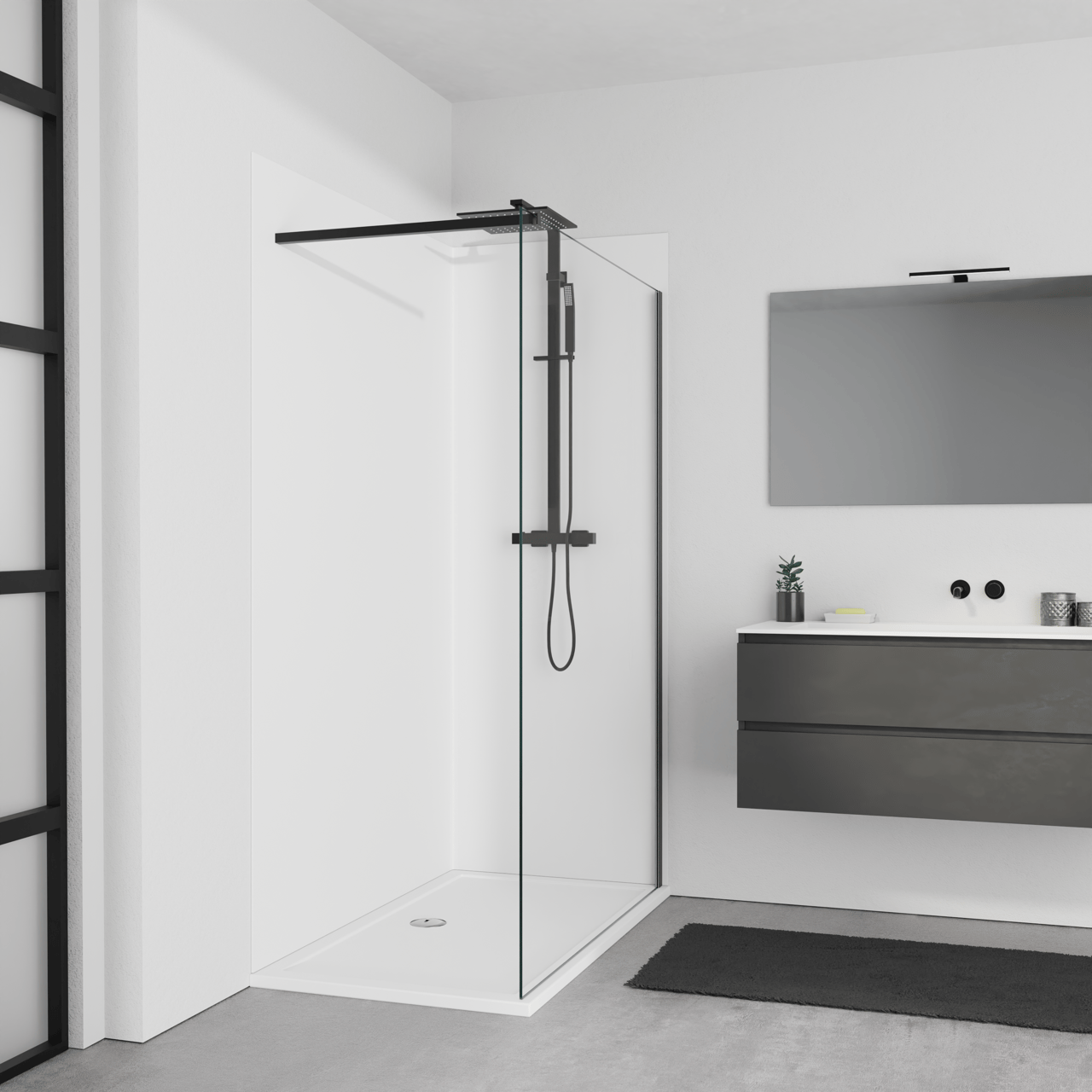 Luca Varess Silk panneaux muraux de douche avec profil d'angle 140 x 80 x 220 cm acrylique blanc mat