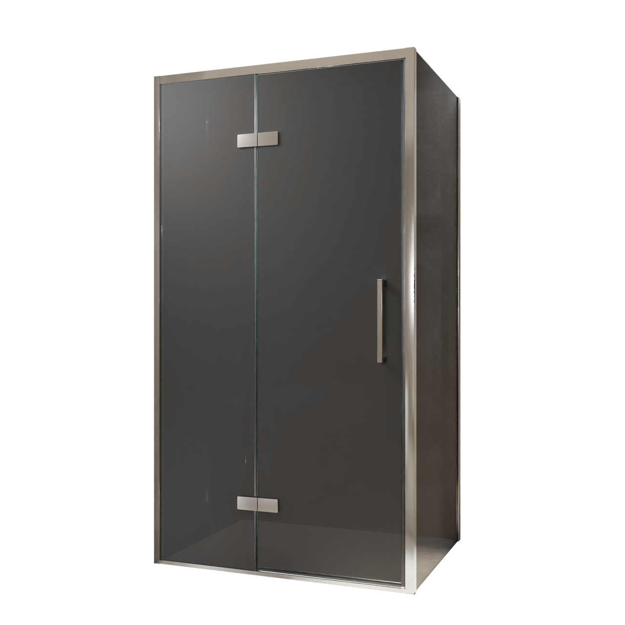 Balmani Senses Design douchehoek met linkse draaideur en vaste zijwand, 100 x 90 cm, Rookglas, Chroom profielen